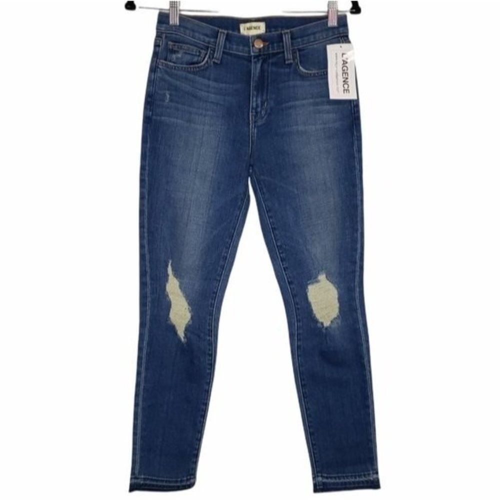 L'Agence Medium Wash distressed Skinny jeans Size 25